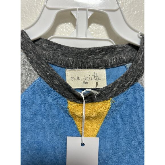 Lot Of 2 Miki Miette Short Sleeve Terry Cloth Rompers Color Block Size 6 Months - Picture 1 of 5
